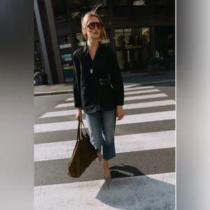 Zara Poplin Shirt With Tabs